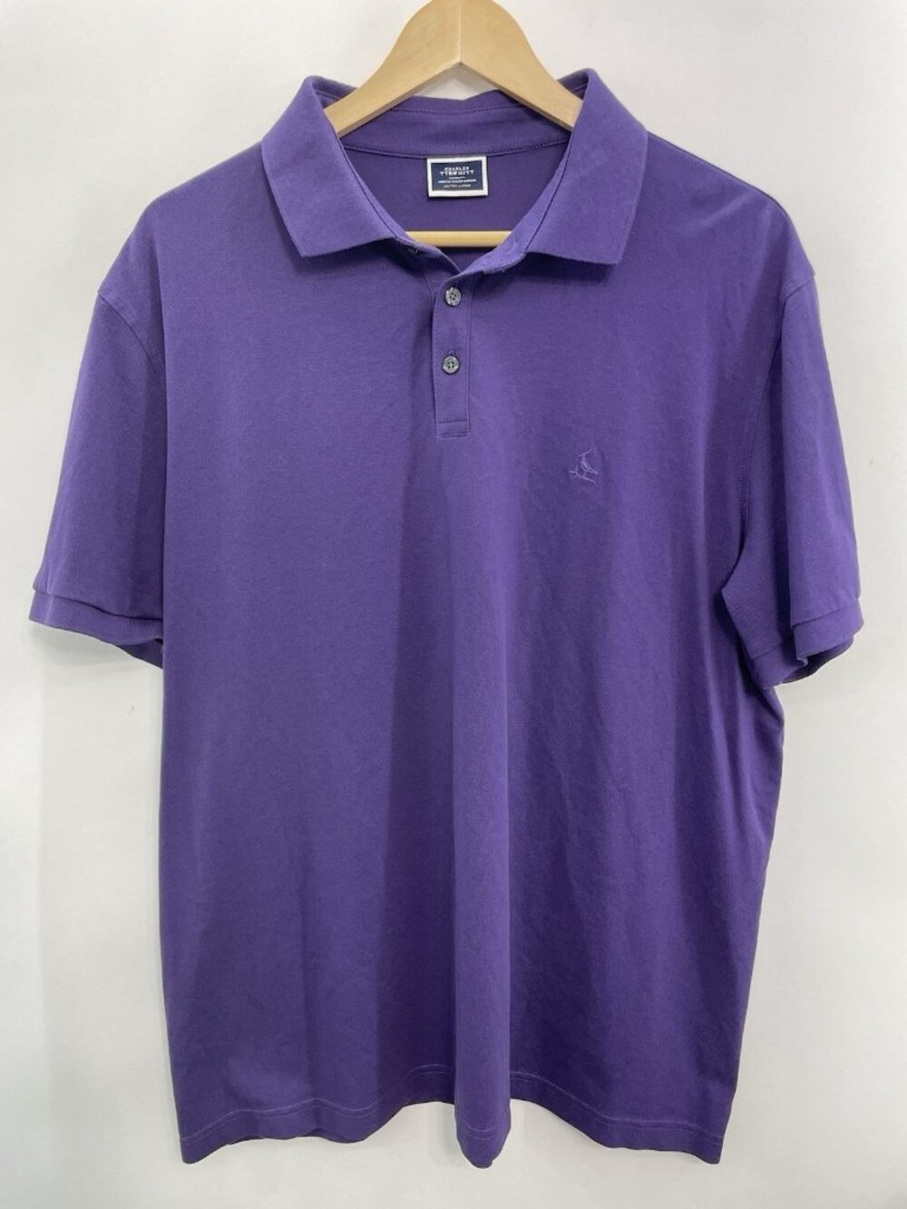Charles Tyrwhitt Polo Shirt Preppy Office Stretch Purple Mens XL